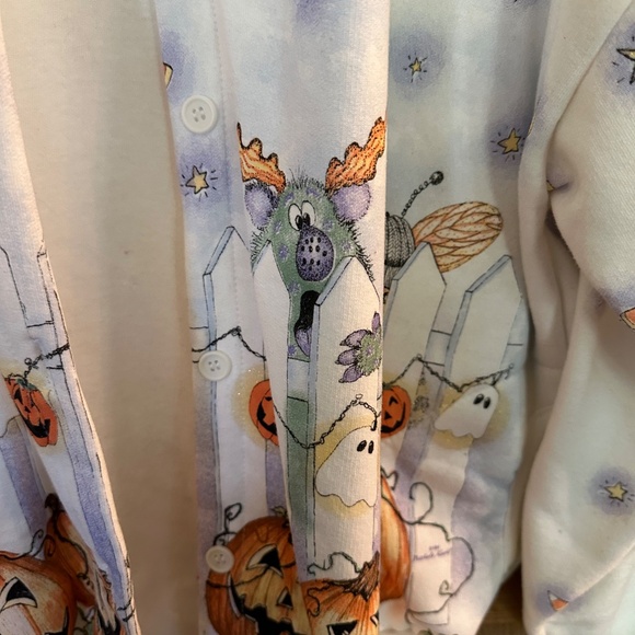 Hand crafted sweatshirt & LS T-Shirt with halloween theme.  Set of two. - Picture 3 of 11